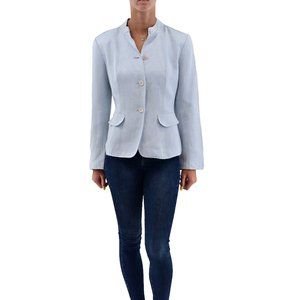 CALVIN KLEIN Blue Linen Herringbone Blazer
